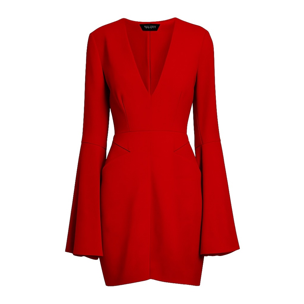Red Flare Fitted Sleeve Dress